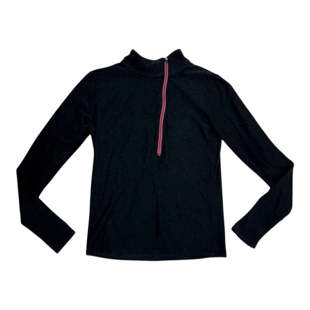 Oiselle Homerun Half Zip Black Long Sleeve Asymmetrical Athletic Top Women Sz 6